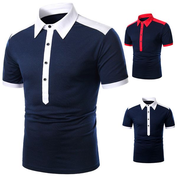 

2020 fashion men's solid short sleeve slim for male casual men outwear clothing summer business polo shirts, White;black