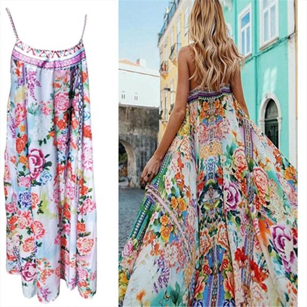 

summer new style fashion womens bohemian floral maxi long skirt summer beach evening party sundress, Black