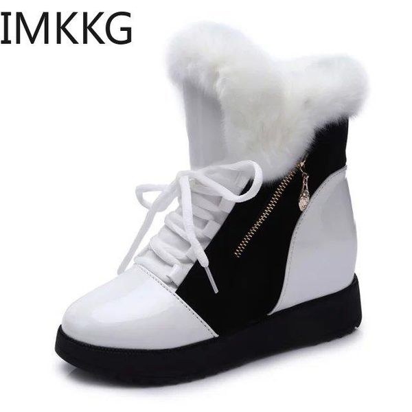 

women boots lace up ankle fur winter warm shoes european size, Black