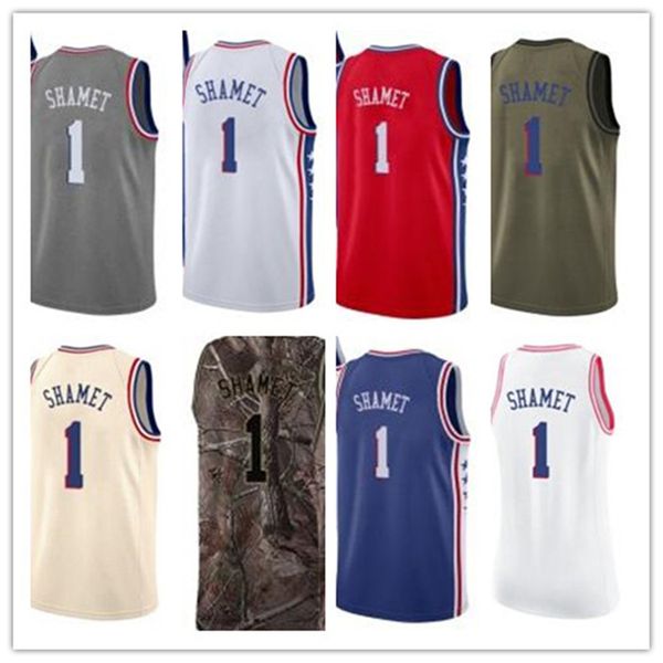 

custom 2021 76er style jerseys black white green army green 1 landry shamet basketball jersey ing, Black;red