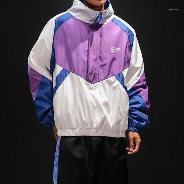 

zollrfea new spring/autumn/winter hip hop windbreaker fashion hombre jacket masculina street wear patchwork college coats ca04081, Black;brown