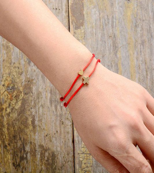 

2pcs набор пара браслетов крест шарма сердца rope браслетов exclusive красная нить дружба браслет лаки браслет qylial lottery2010, Golden;silver