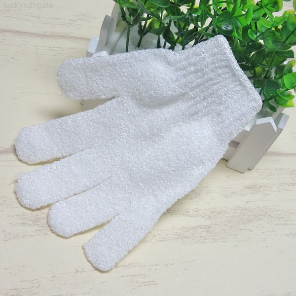 

cleaning exfoliating white shower nylon body glove five fingers bath gloves