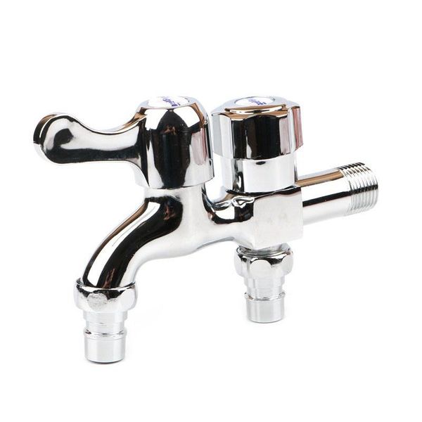 

bathroom sink faucets 1pc alloy 1/2" thread faucet water tap washing machine 2 way wall mount bibcock garden connector