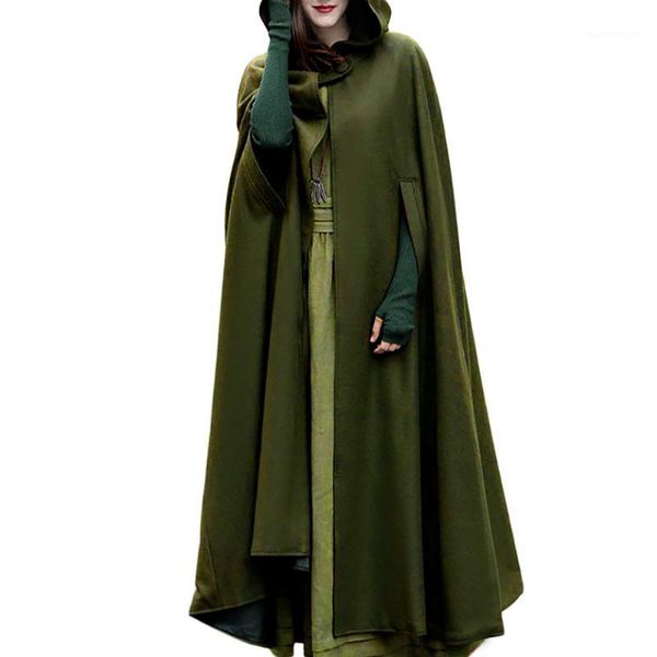 

casual women winter vintage hooded cloak sleeveless button closure thin hooded long cape costume halloween cosplay outerwear #l51, Black;brown