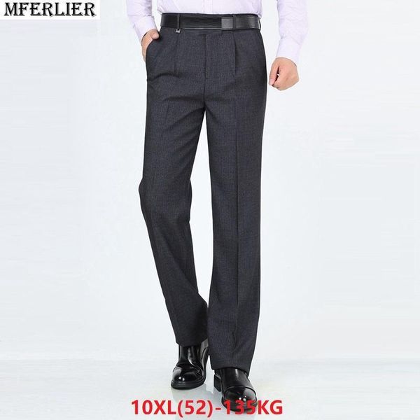 

large size big men suit pants trousers 8xl 9xl 10xl classic casual summer business formal office 46 48 50 52 straight pants gray1, Black
