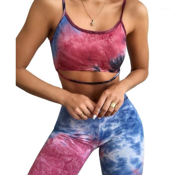 

gym clothing women 2 pieces outfit spaghetti strap tank crop + mid waist pants summer sport fitness exercise suit1, White;black