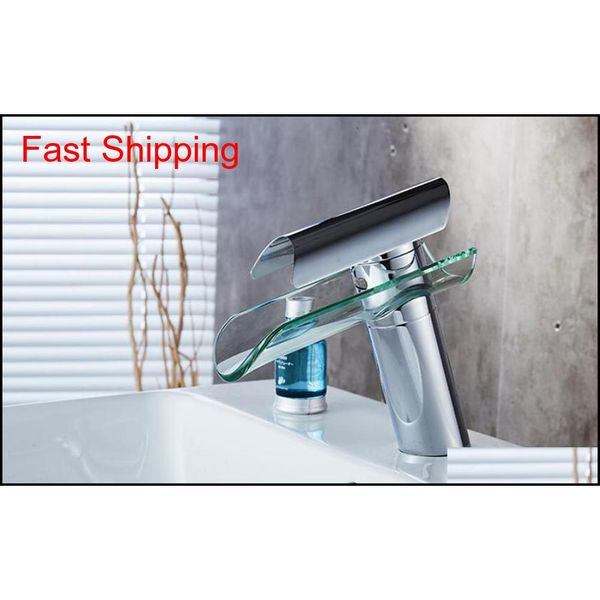 

new glass waterfall brass electroplating faucet bathroom counter basin washing basin and cold mixing qyldjf bde_luck