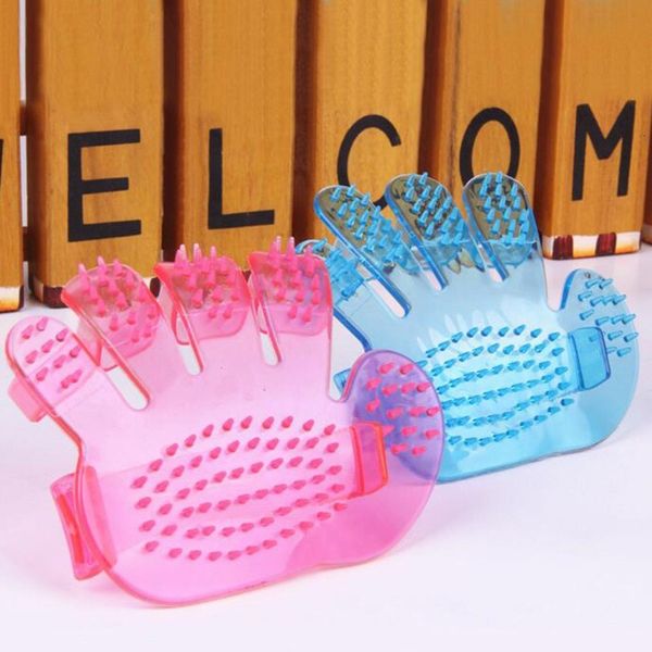 

pet dog cat grooming shower bath massage brush comb hand shaped glove five fingers pet clean comb massage color random