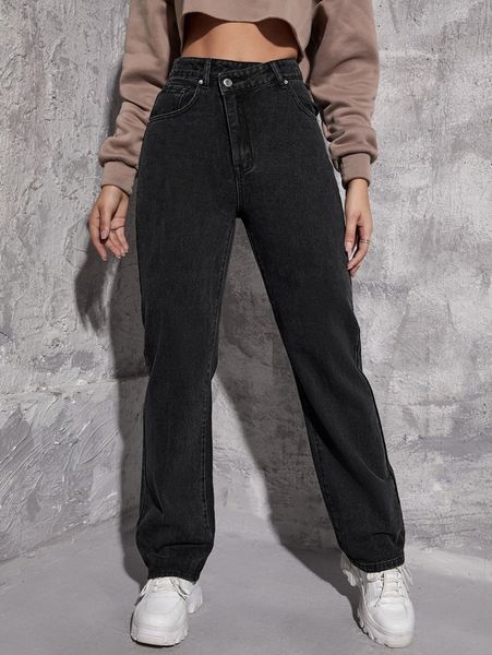 

high waist straight leg jeans z00z#, Blue