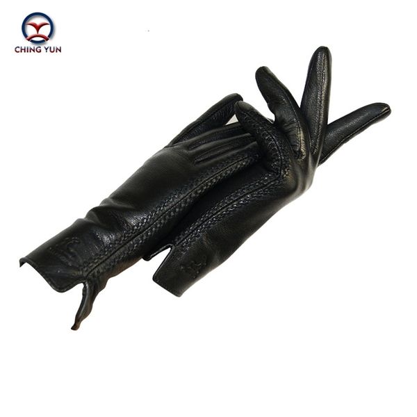 

black thicken bow leather gloves new women genuine leather gloves winter autumn ladies fashion brand warm leather lj201215, Blue;gray