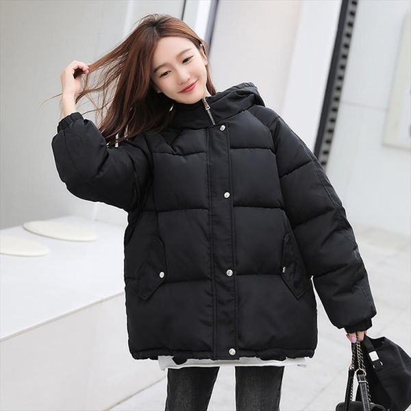 

2020 winter women coat oversize parka coat warm thick down cotton jacket female loose hooded padded women jackets, Black
