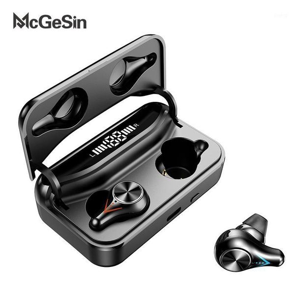 

tws wireless earphone bluetooth 5.0 music headset ipx7 waterproof earbuds with led power display earphones with mic1