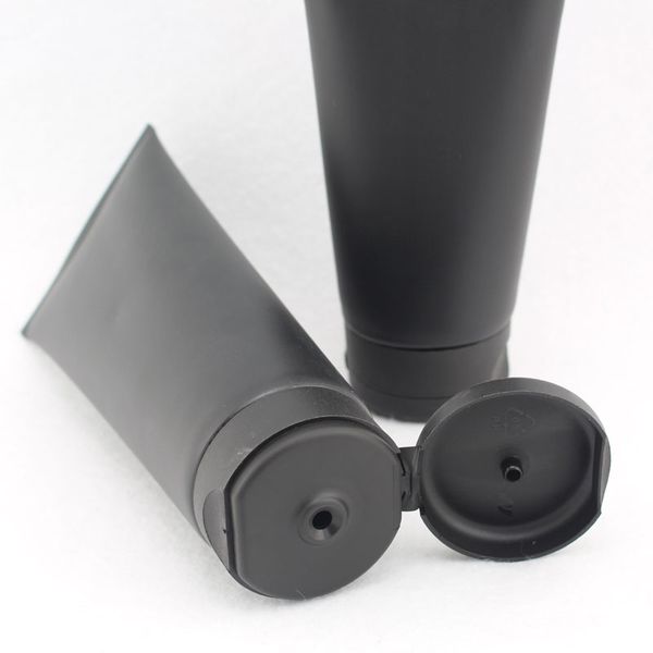 200G Esvaziar Soft Black tubo recarregáveis ​​de plástico loção cosmética Embalagem frasco Parafuso Tampa 30PC / lot