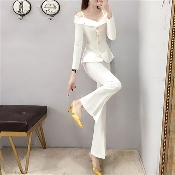 

white women's suspend ~joint pants off the shoulder assembly femme piece sets of clothes suit women kq9r