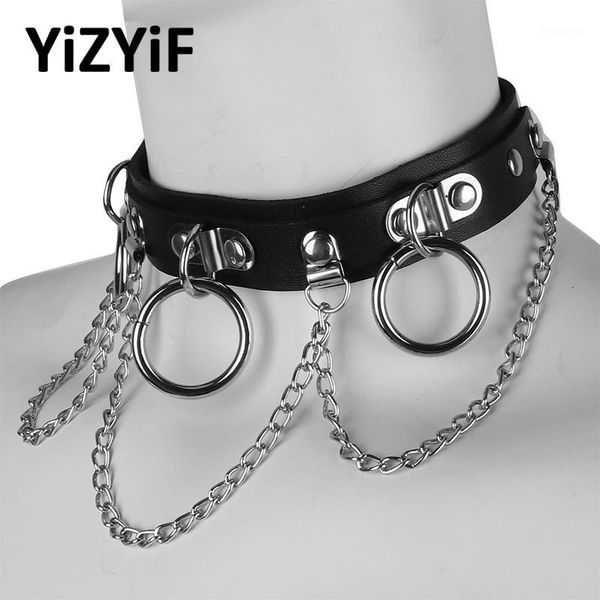 

punk gothic choker collar flexible pu leather choker adjustable necklace neck collar harajuku chocker unisex1, Golden;silver
