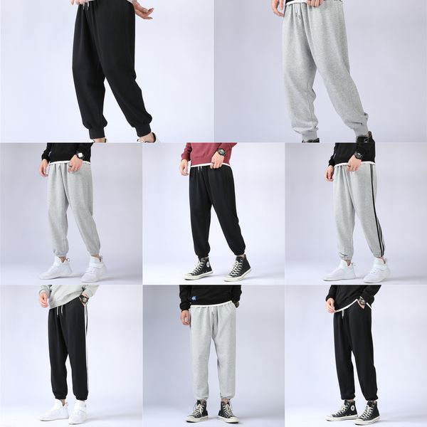 

joggers mens harem pants casual sweatpants for mens elastic waist tracksuit trousers gym clothing 2020 sports track pants cotton q1219, Black