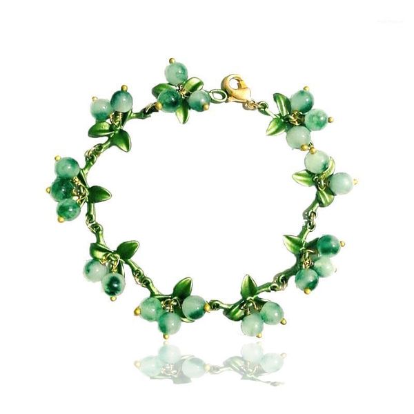 

charm bracelets csxjd 2021 vintage bracelet jewelry green stone paint metal chain elegant fashion women jewelry1, Golden;silver