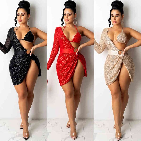 

casual dresses x5307 women's sequin irregular nightclub dresses, Black;gray