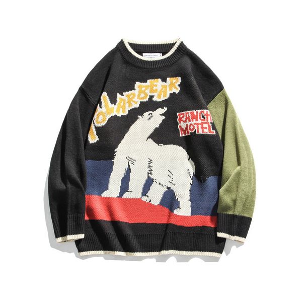 

2021 young hong kong harajuku-style male female sweater lovers trend in retro autumn and winter mesh fy43, White;black