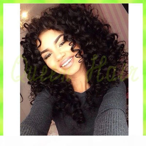 

130% density glueless full lace human hair wigs for black women brazilian kinky curly lace front wigs 6a human hair wigs, Black;brown