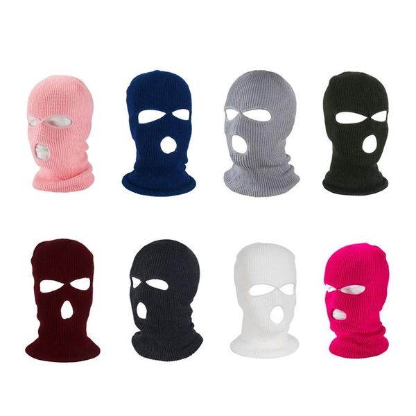 

cycling caps & masks halloween 3 hole balaclava knit hat army tactical cs winter ski bandana beanie scarf warm full face cover, Black