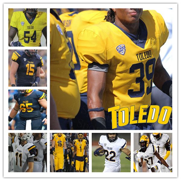 

Custom 2021 Football Toledo College Football Jersey Gavin Hall Noah Hamlin Lavel Dumont Jalin Cooper Cavon Butler Clay Caudill Adam Beale, Men white