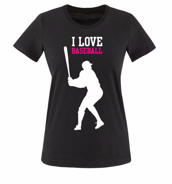 

sport fashion 2019 t-shirt casual women tees i love baseball-damen t-shirt funny cotton tee 100% cotton t shirts brand clothing