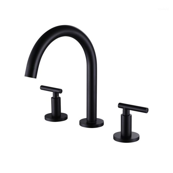

bathroom sink faucets black/gold/chrome brass polished basin deck mounted 3 hole double handle and cold water taps1