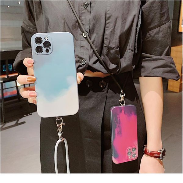 

kjoew fashion colorful case for iphone 12 11 pro max 7 8 plus xs max xr x se 2020 crossbody lanya jlltdm