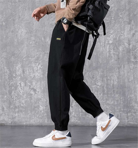 

casual pants men's autumn new loose all-match sports nine-point men's trousers trendy all-match footwear overalls, Black