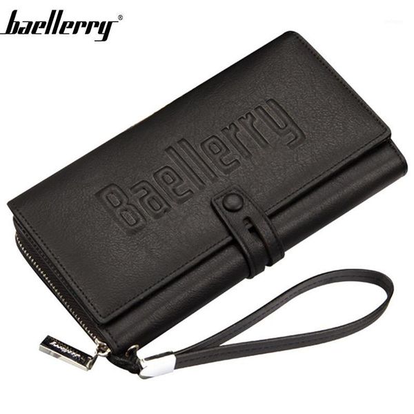 

wallets baellerry men large capacity cell phone pocket zipper buckle clutch bag passcard male business wallet1, Red;black