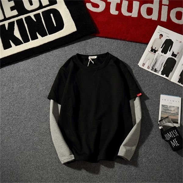 

2021 new outono homens pulver retalhos faculdade hoodies japo design harajuku moletom algodo juventude meninos rua moda 6itu 4gu8, Black