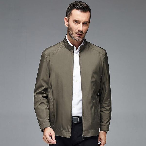 

16812 spring and autumn middle-aged stand collar jacket men middle-aged daddy clothes business casual short coat, Black;brown