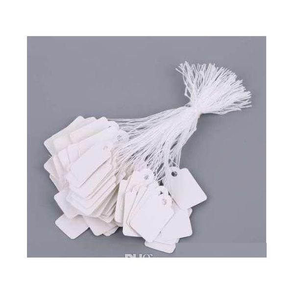 

rectangular blank white price tag 100 pcs with string jewelry label promotion store accessories gpjzy