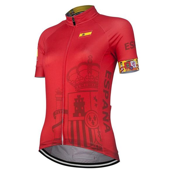 

new spain women 2020 summer red cycling jersey bicycle clothes bike road mountain race racing clothing breathable customized, Black;red