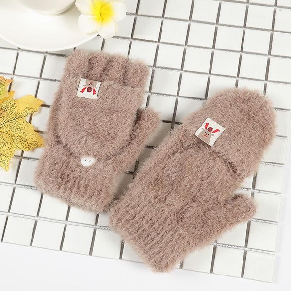 

классический зимний раскладные перчатки warm кнопка half-палец голые перчатки симпатичные вязаные девушки все-матч подарок, Blue;gray