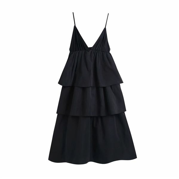 

2021 new psewe black party women vintage sleeveless ruffle slip midi dress woman backless spaghetti strap long dresses t9a6, Black;gray