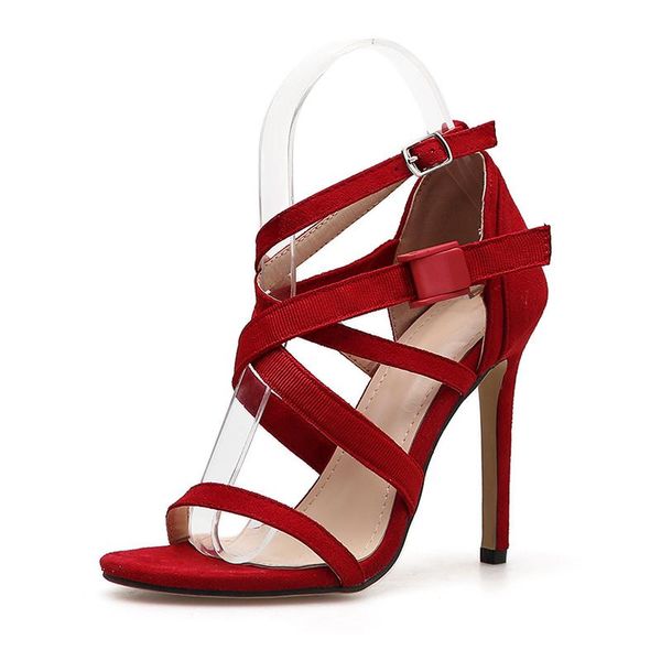 

ladies sandals stiletto high heels 11cm high heels fighter sandals shoes square new classic ladies with buckle, Black