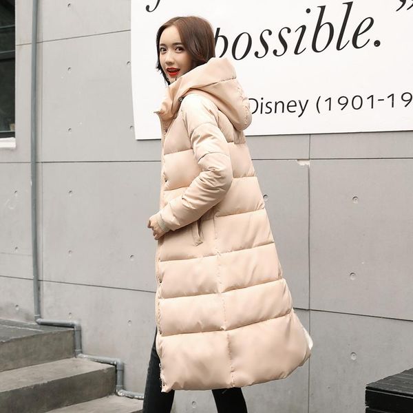 

2021 new female coats parka parkas outwear arrival winter jacket women hooded cotton padded long warm thicken, Black