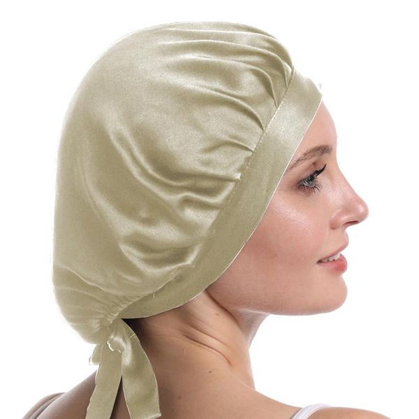 

shower caps mulberry silk nightcap sleeping cap pure hair wrap adjustable elastic band beanie