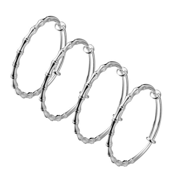 

4pcs silver plated fashion jewelry africa cuff bracelets for women bangles, White