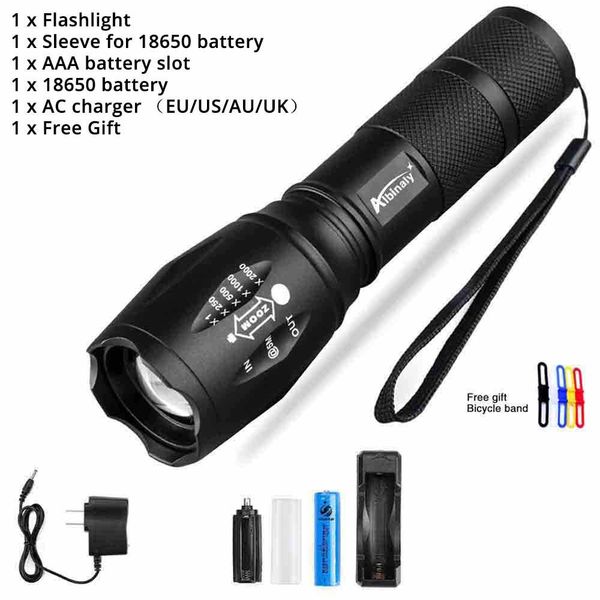 

super bright led flashlight with xp l v6 lamp bead waterproof led torch zoomable 5 lighting modes camping light use 18650 bbyxms alice_bag