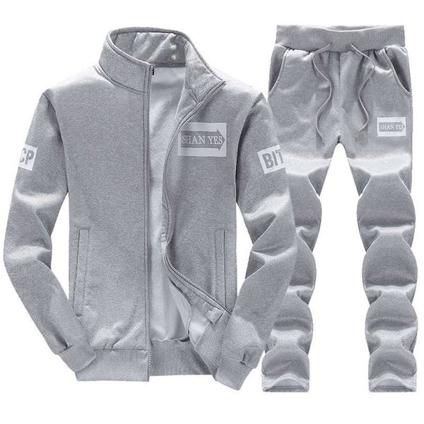 

spring leisure in sports autumn suit 2019 men's clothes trousers are matched with a set of handsome and mature coat, Gray