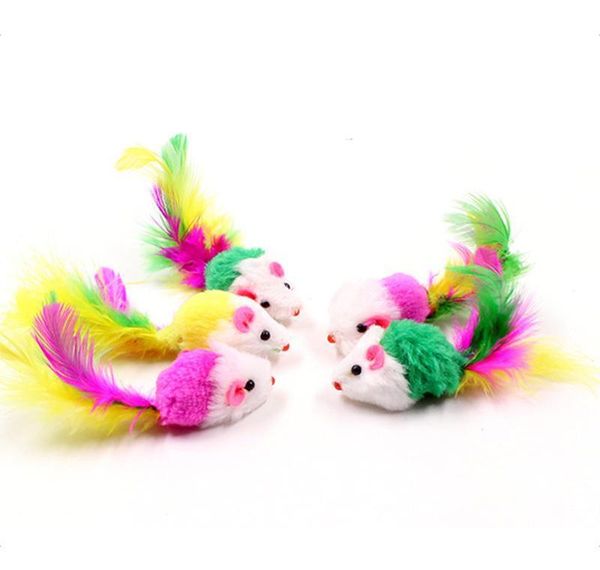 

10pcs/lot colorful soft fleece false mouse toys for cat feather funny playing pet dog cat small animals fea bbyrlc xmh_home