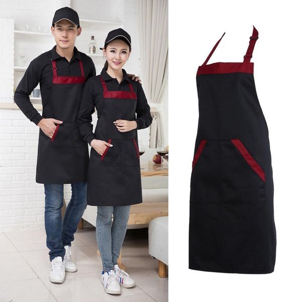 

work men woman for aprons hairdresser with bibs bbq solid shop 1pc cafe pockets cooking apron kitchen chef dropshipping waiter bbylwq