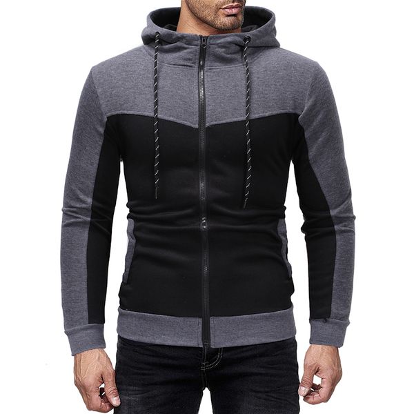 

2021 new mens slim fit loong sleeve hooded sweatershirt fashion men autumn winter jacket man sport track hoodie 8k98, Black