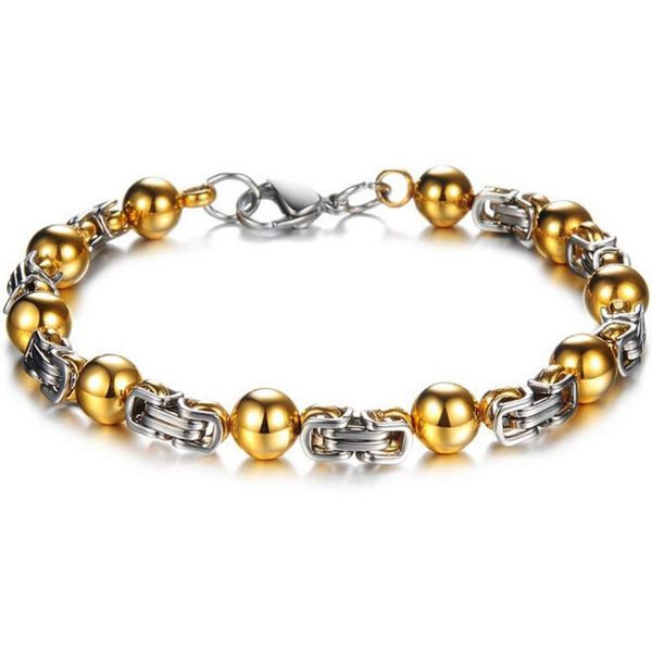 

niba men jewelry gold color stainless steel bracelets men's bead link chain bracelet fashion, Black