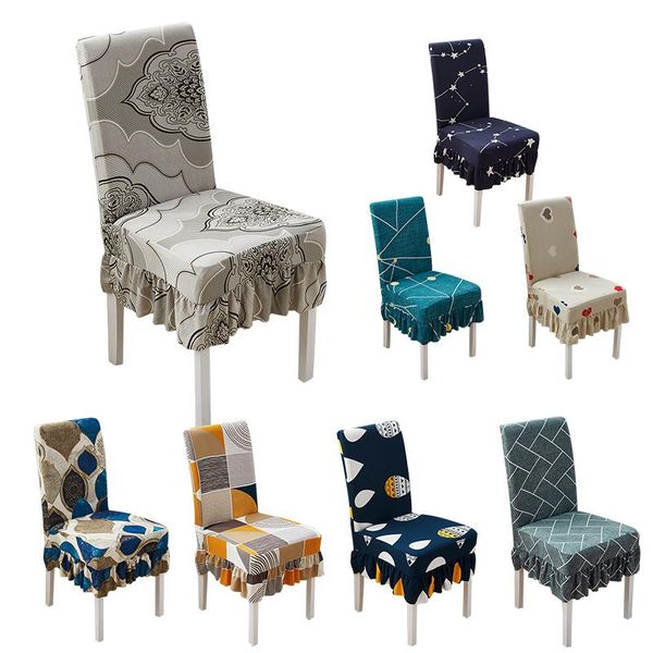 

stretchable universal chair cover skirt skirt cover table dining chair elastic spandex dining