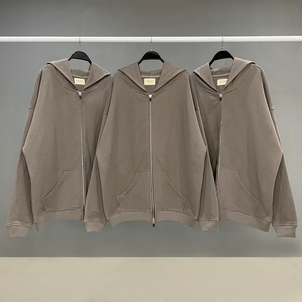 

wear of fog god grey lisa same fashion high street lazy zipper hooded sweater coat